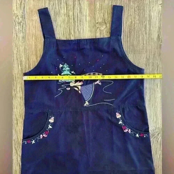 Christopher & Banks Jumper Dress Size 8 Winter Skating Blue Vtg 90s Christmas - Picture 4 of 10